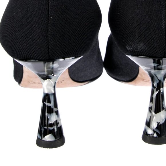 Jimmy Choo - Saber 65 - Black Booties with Marble Heel - Picture 4 of 8